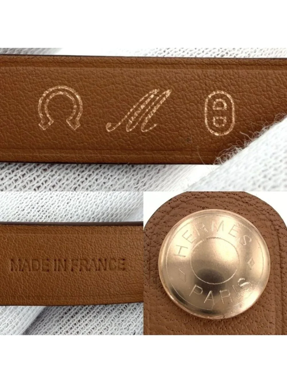 Hermes Rival Glove Holder Charm Leather Brown Gold Vintage Gloves